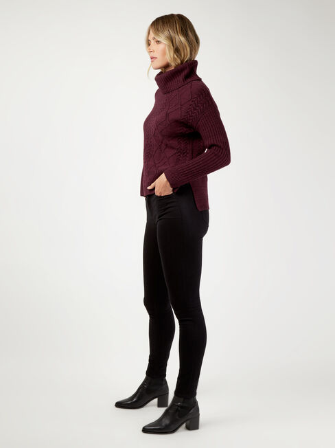 Lulu Cowl Neck Pullover, Purple, hi-res
