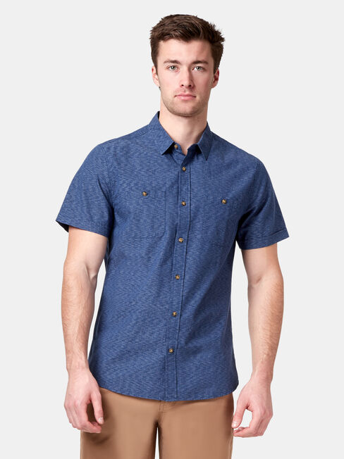 Gus Short Sleeve Textured Shirt, Blue, hi-res