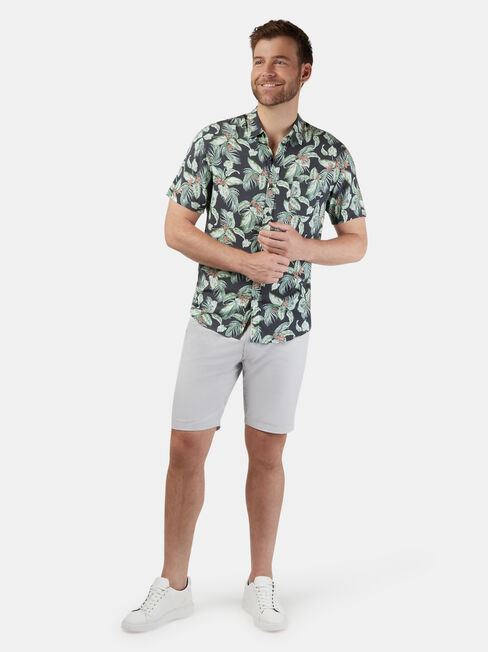Sandler Short Sleeve Print Shirt, Grey, hi-res
