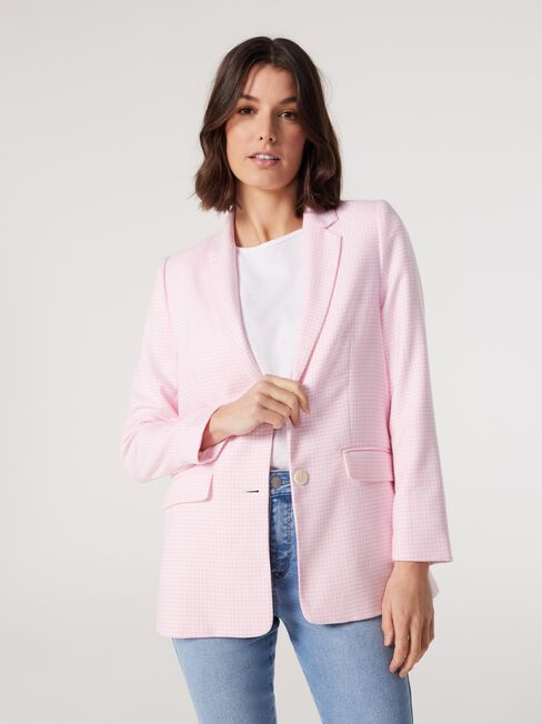 River Check Jacket, Pink, hi-res