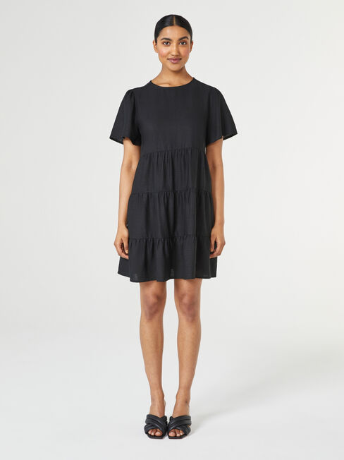 Bobby Tiered Dress, Black, hi-res