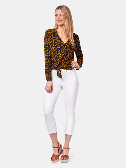 Tiffany Tie Front Shirt, Black, hi-res