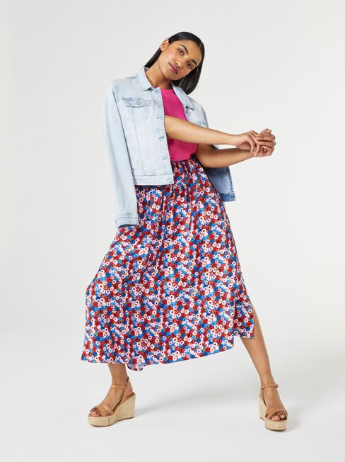 Arlo Ruched Waist Skirt, Print, hi-res