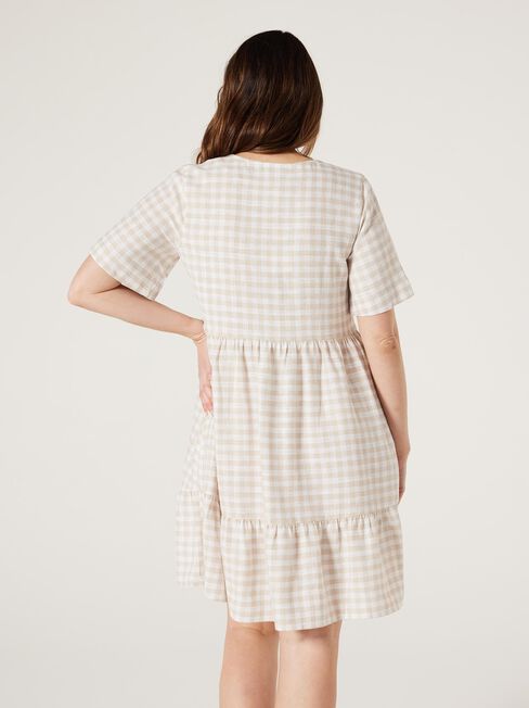 Billie Button Down Smock Dress, Oatmeal, hi-res