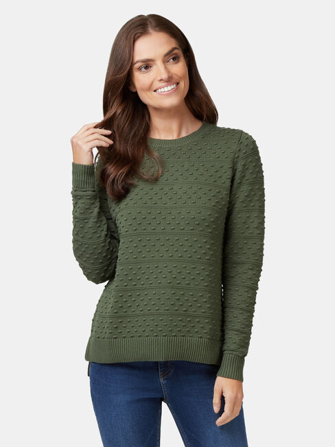 Lyn Linear Bobble Knit, Green, hi-res
