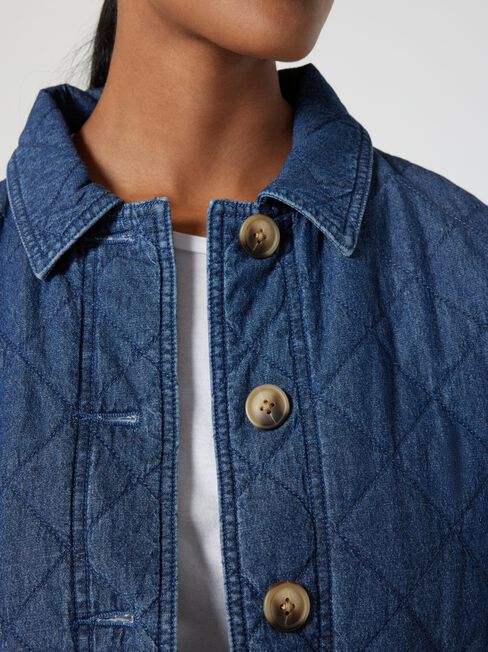 Denim Quilted Jacket, Dark Vintage, hi-res