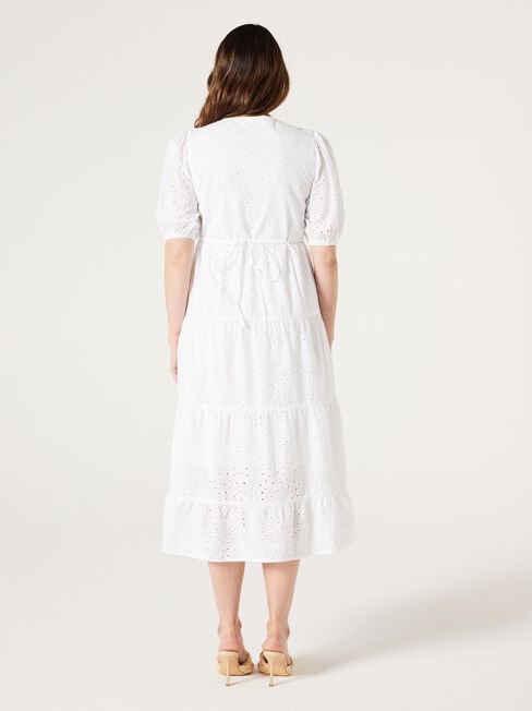 Kennedy Broderie Shirt Dress, White, hi-res