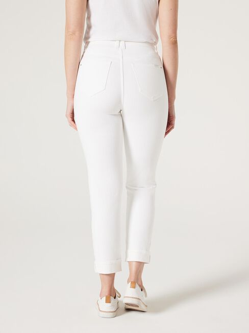 Brooke High Waisted Tapered Crop jeans, White, hi-res