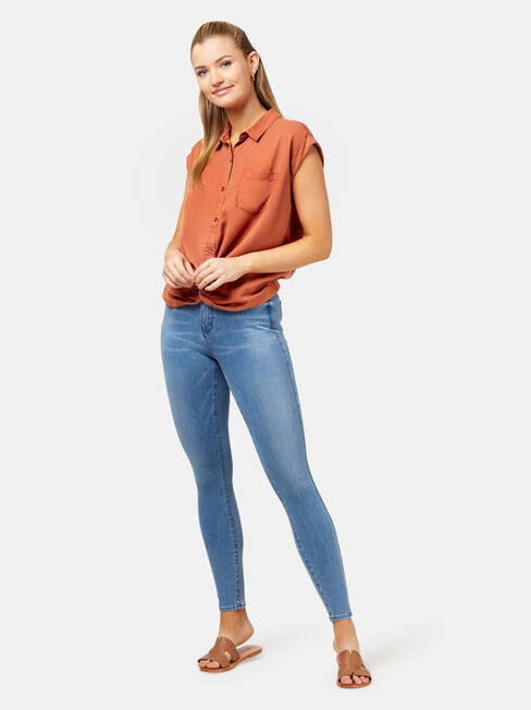 Zoe Twist Front Shirt, Orange, hi-res