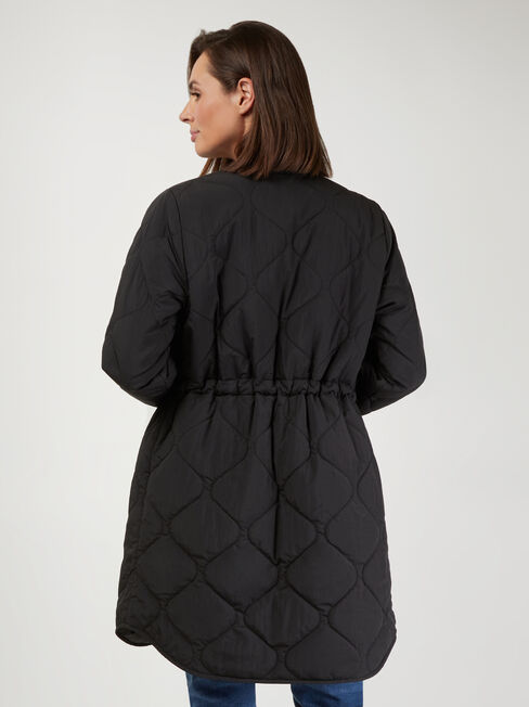 Hilda Qulited Longline Puffer, Black, hi-res