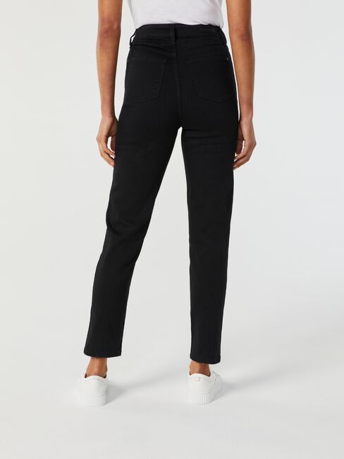 Sienna High Waisted Slim Straight Jeans, Black, hi-res