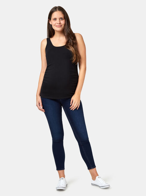 Lola Maternity Cotton Basic Tank, Black, hi-res