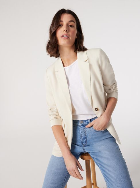 Kitty Straight Blazer, White, hi-res