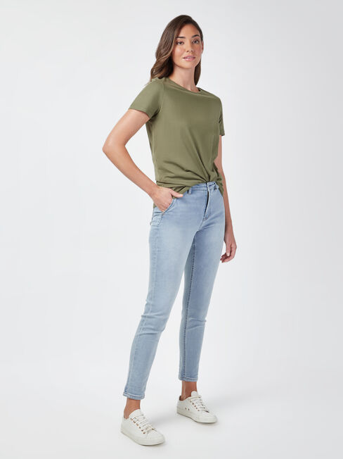 Curve Hem Crew Tee, Thyme, hi-res