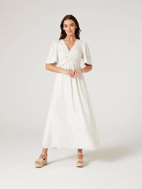 Daphne Twist Front Dress, Oat Stripe, hi-res