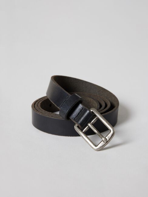 Penny Slim Leather Belt, Black, hi-res