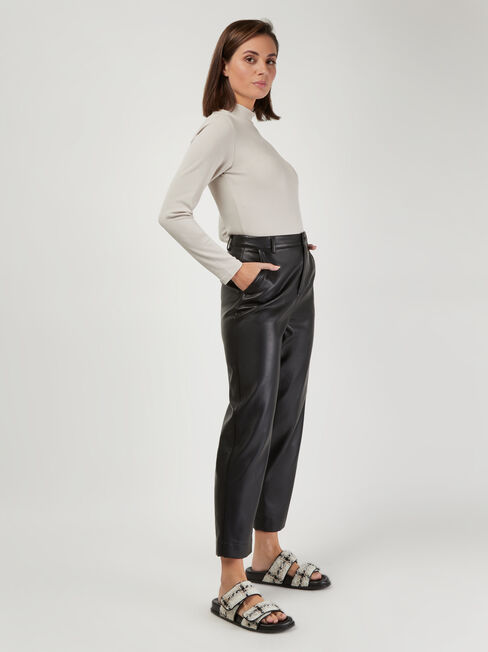 River Straight Faux Leather Pant, Black, hi-res