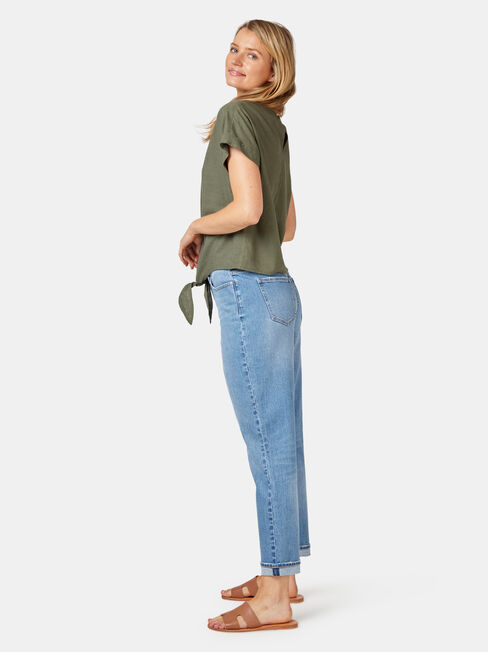 Luna Linen Blend Top, Green, hi-res