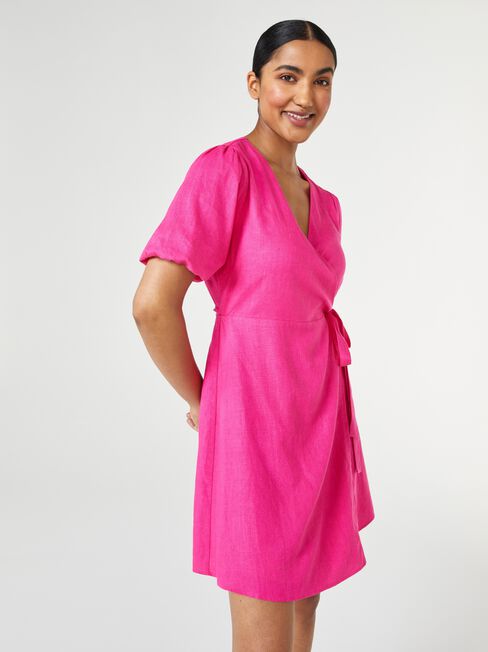 Fonda Wrap Dress, Pink, hi-res