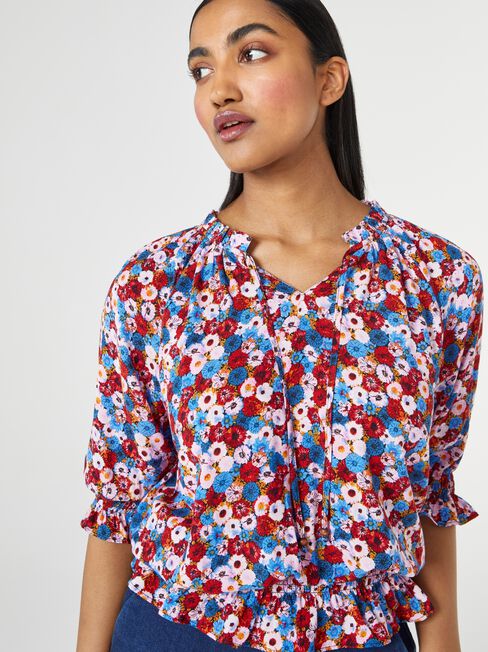 Dixie Tie Neck Blouse, Print, hi-res