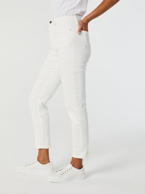 Brooke High Waisted Tapered Crop Jeans, White, hi-res