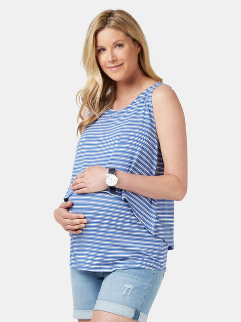 Cerese Layered Maternity Sleeveless Top, Stripe, hi-res