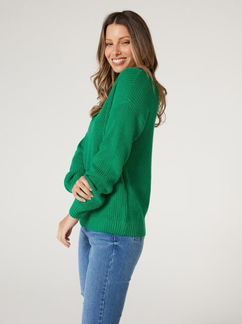 Logan VNk Chunky Knit, Green, hi-res