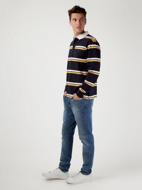 LS Carson Stripe Rugby Polo | Jeanswest