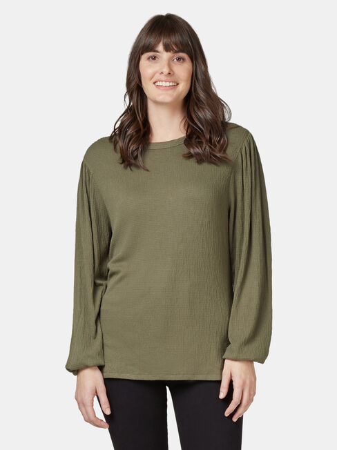 Leah Textured Top, Green, hi-res