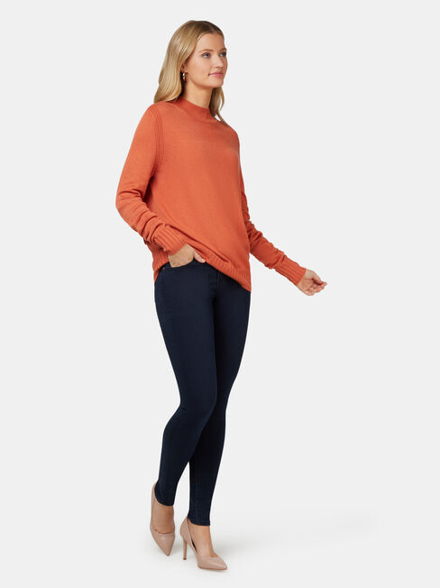 Kara Essential Funnel Neck Pullover, Orange, hi-res
