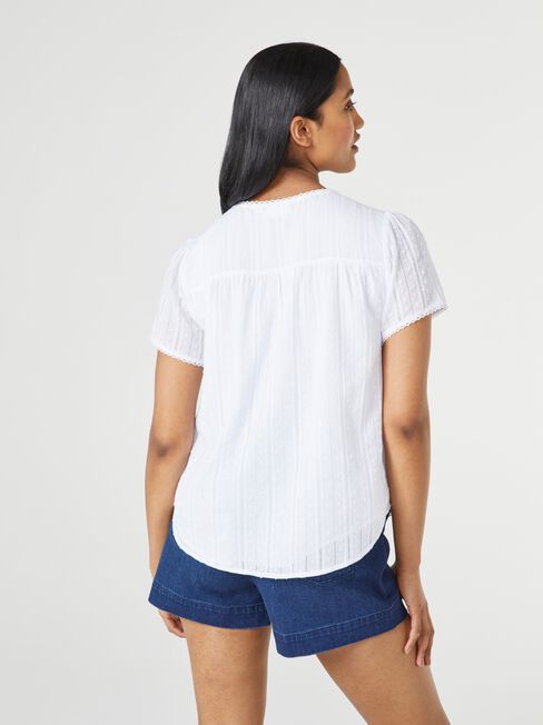 Jackie Lace Trim Blouse, White, hi-res