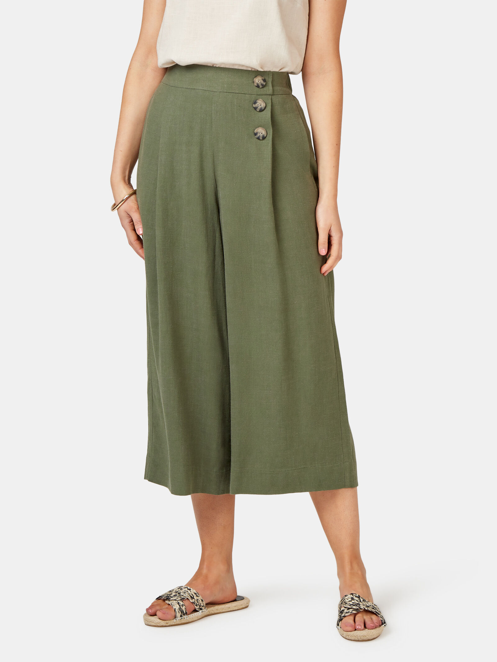Green wide sale leg crop pants