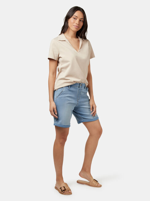 Olivia Collar Tee, White, hi-res