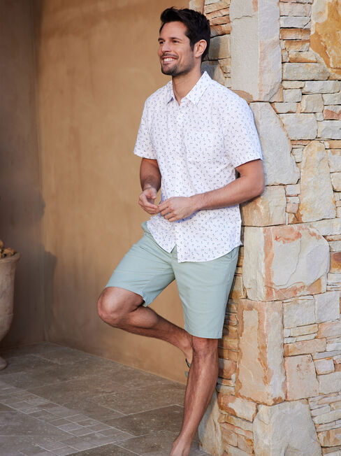 SS Pierson Print Shirt, White, hi-res