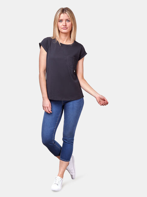 Essential Slub Pocket Tee, Black, hi-res