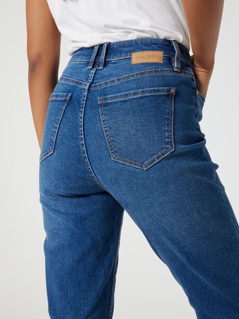 High Waisted Tapered Jeans, Mid Vintage, hi-res