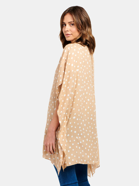 Polly Printed Kimono, Brown, hi-res
