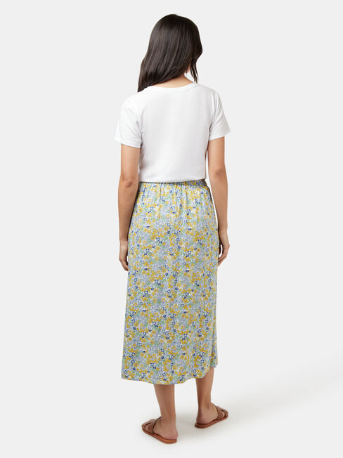 Daisy Side Button Skirt, Green, hi-res