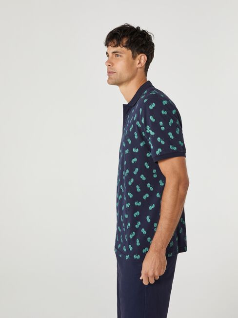 SS Ayden Print Polo, Blue, hi-res