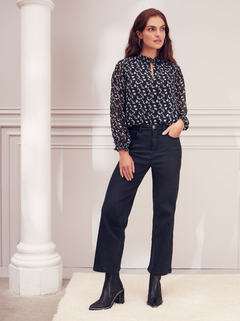Kelly Wide Leg Crop Jeans, Black, hi-res