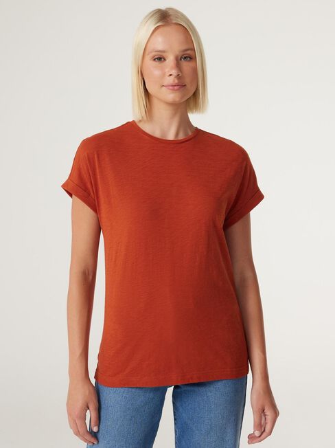 Drop Shoulder Tee, Rust, hi-res