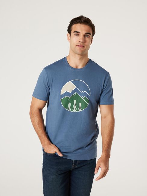 SS Perry Print Crew Tee, Dusty Blue, hi-res