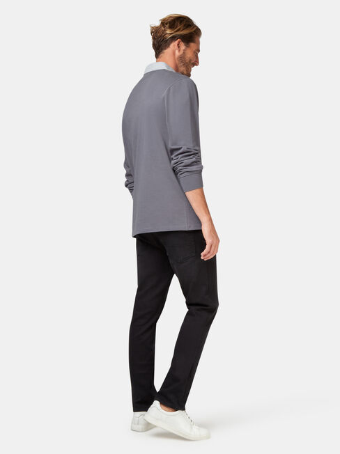 Hamish Long Sleeve Rugby Polo, Grey, hi-res