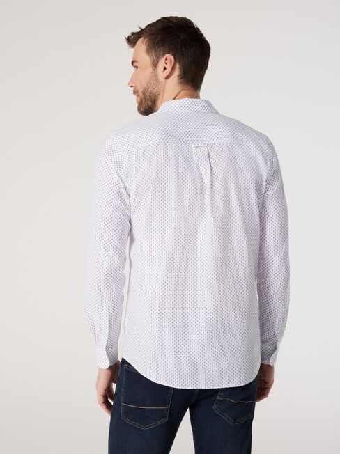 LS Marco Print Shirt, White, hi-res