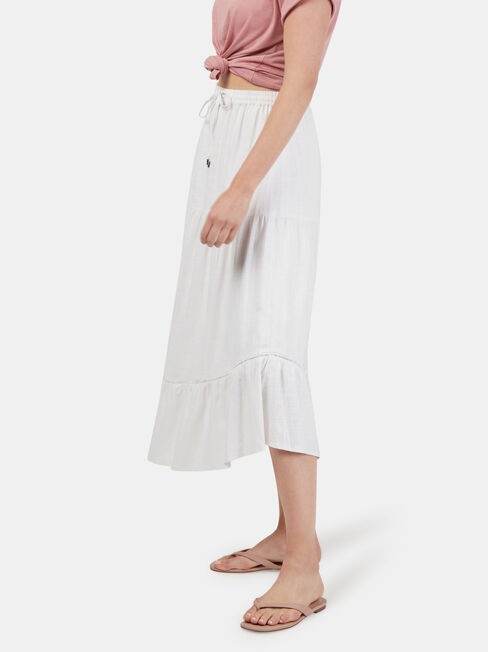 Ellen Tiered Skirt, White, hi-res