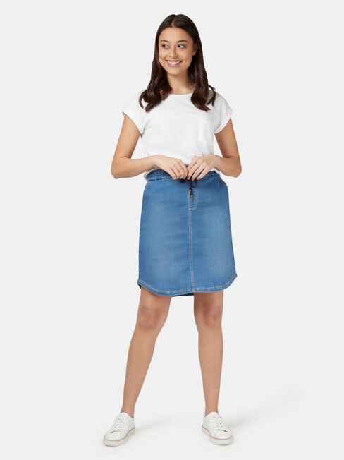 Lulu Luxe Lounge Knee Length Skirt, Light Indigo, hi-res