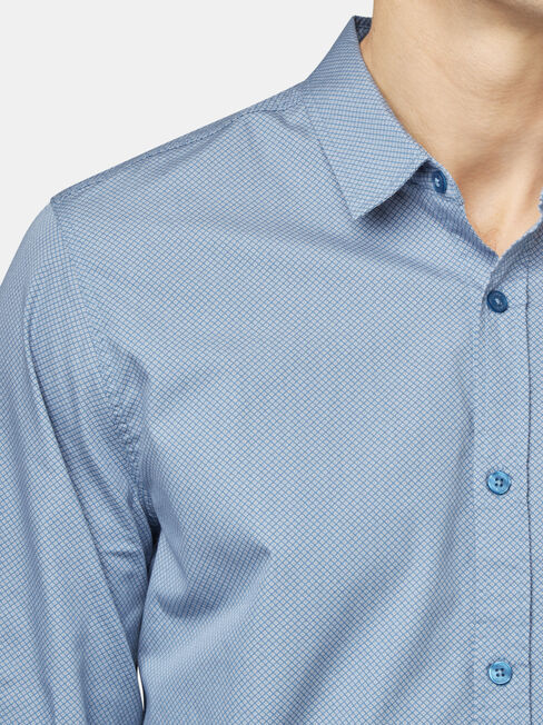 Aiden Long Sleeve Print Shirt, Blue, hi-res