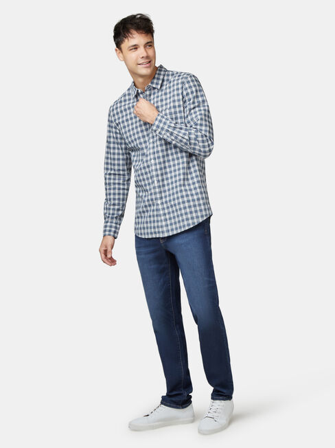 Marcus Long Sleeve Check Shirt, Blue, hi-res
