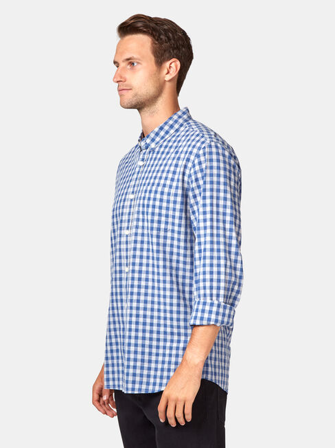 Wayland Long Sleeve Check Shirt, Blue, hi-res