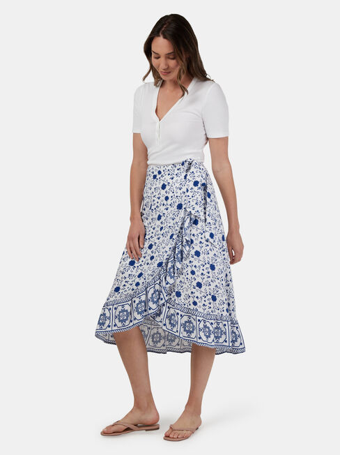 Chloe Midi Wrap Skirt, Blue, hi-res